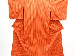 縞織り出し手織り紬着物